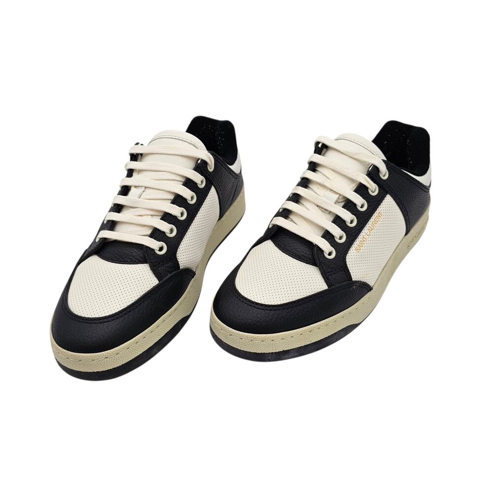 Saint Laurent SL61 Low Top Sneaker Black White Leather Size 39.5 US 9.5 - Picture 4 of 13
